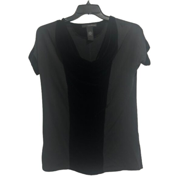 Calvin Klein Black Velvet Blouse Womens Size S - Picture 1 of 7